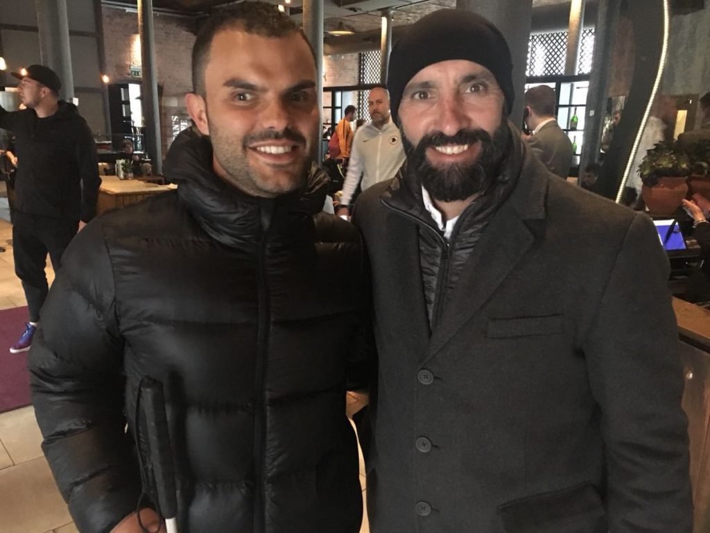 Daniele Cassioli all'Hotel Titanic di Liverpool con la AS Roma