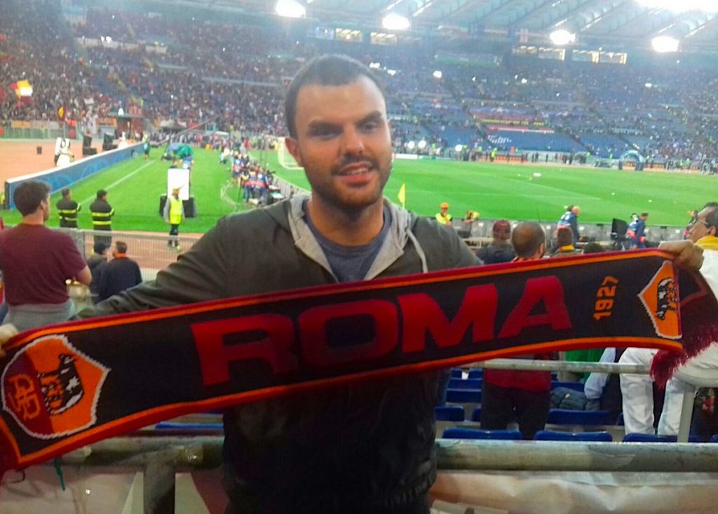 Daniele Cassioli allo stadio - Forza Roma